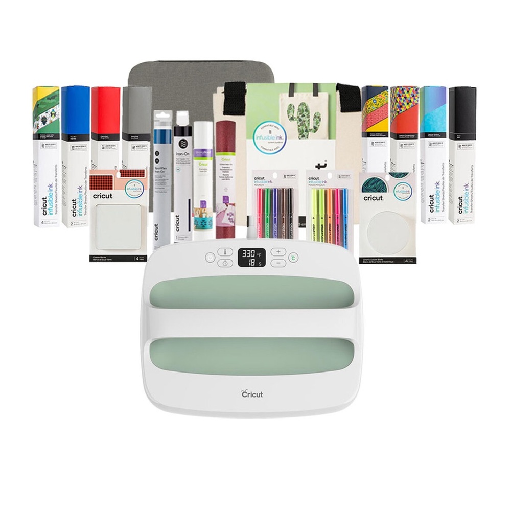 BNIB Cricut EasyPress 2, Mint - 9" x 9" + Everything Iron - On Bundle